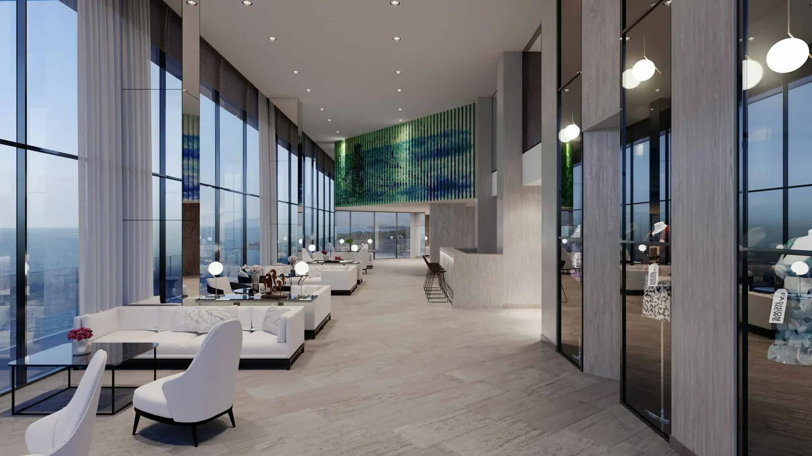 Hotellobby mit moderner Technologie