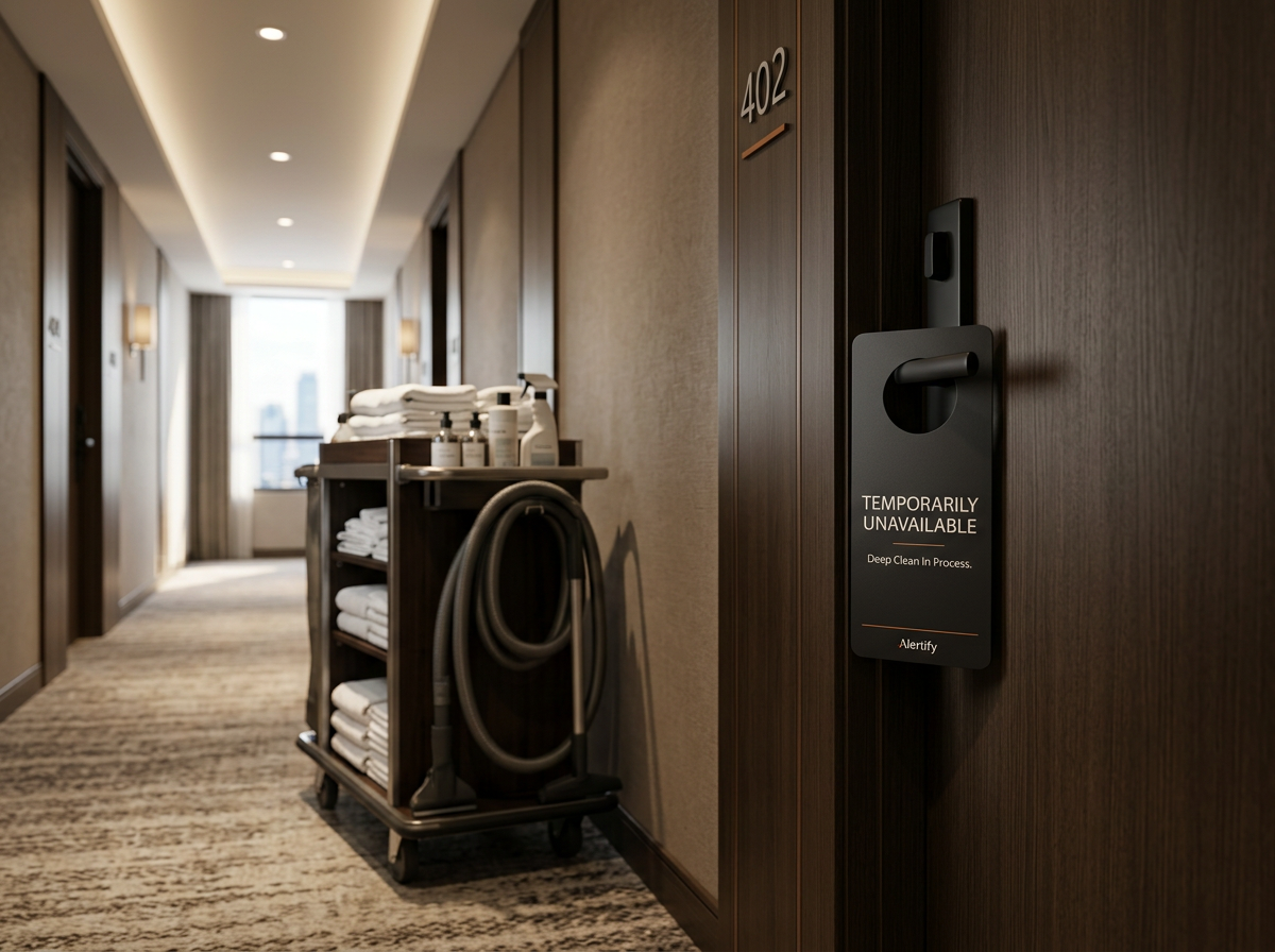 Hotelpersonal, entlastet durch automatisierte Lärm- und Rauchüberwachung